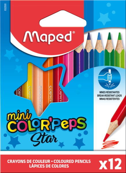 Preces attēls Zīmuļkrāsas MAPED "Color`Peps Mini" 12 krāsas