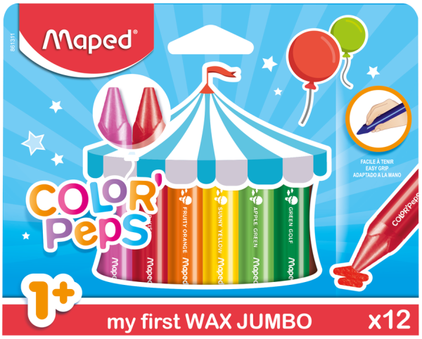 Preces attēls Krītiņi vaska MAPED Wax JUMBO 12 krāsas