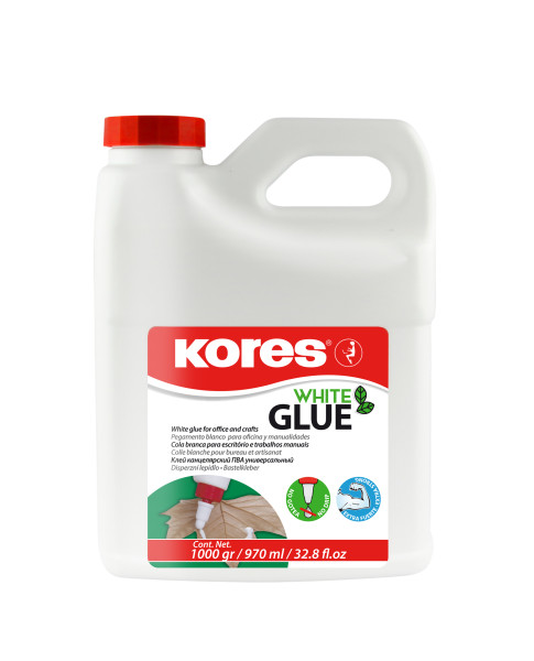 Preces attēls Līme PVA KORES White Glue Universal 1000g / 970ml