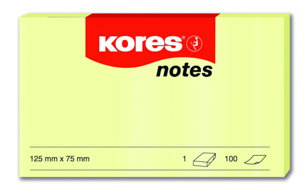 Preces attēls Līmlapiņas KORES 75*125mm 100lp pasteļu dzeltenas