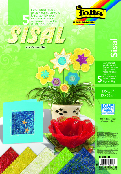 Preces attēls Sizāla loksnes FOLIA 5 pamatkrāsas 23*33cm