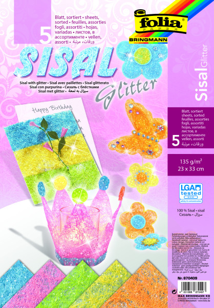 Preces attēls Sizāla loksnes FOLIA 5 pasteļkrāsas 23*33cm ar spīdumiem