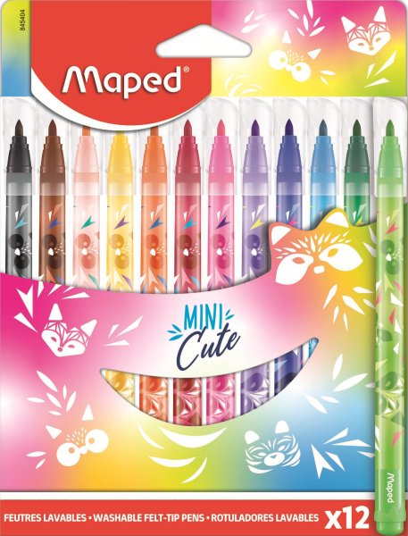 Preces attēls Flomāsteri MAPED "Mini Cute" 2.8mm 12 krāsas, kartona blisterī