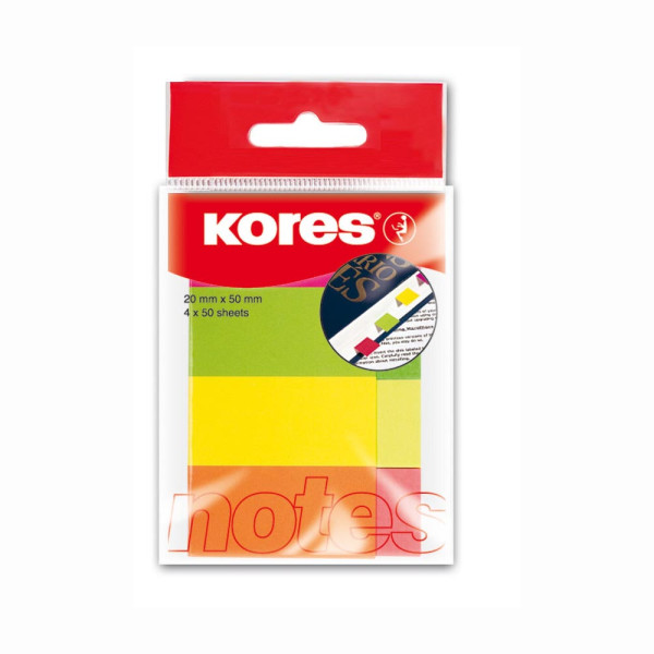 Preces attēls Papīra marķetāji KORES 20*50mm 4 neona krāsas*50lp
