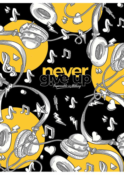 Preces attēls Klade mīksts vāks A5 80lp # glancēts lamināts ''Never give up'' 05221