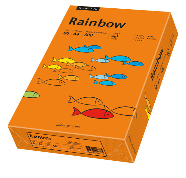 Preces attēls Papīrs RAINBOW 80g/m2 A4 500lp spilgti oranžs Nr.26