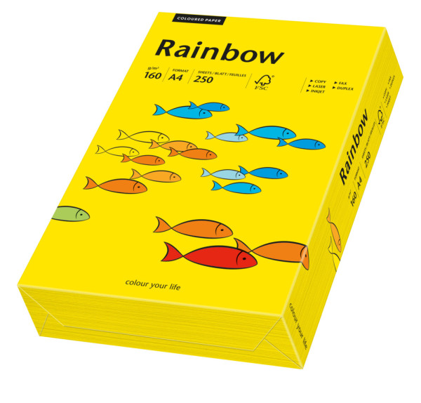 Preces attēls Papīrs RAINBOW 160g/m2 A4 250lp koši dzelt.Nr.18
