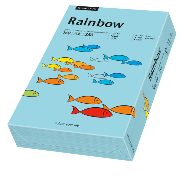 Preces attēls Papīrs RAINBOW 160g/m2 A4 250lp lagūnas zils Nr.84
