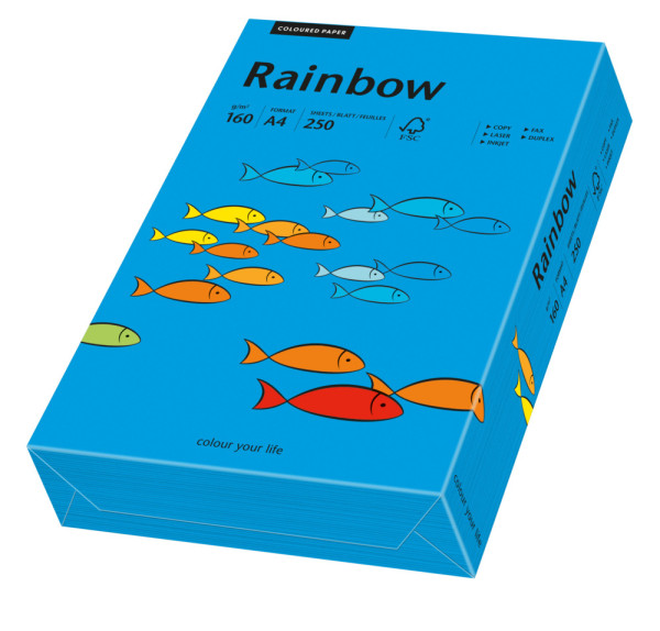 Preces attēls Papīrs RAINBOW 160g/m2 A4 250lp intensīvi zils Nr.88