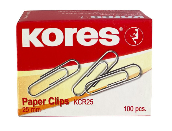 Preces attēls Saspraudes KORES 25mm 100gab. apaļas, plakanas