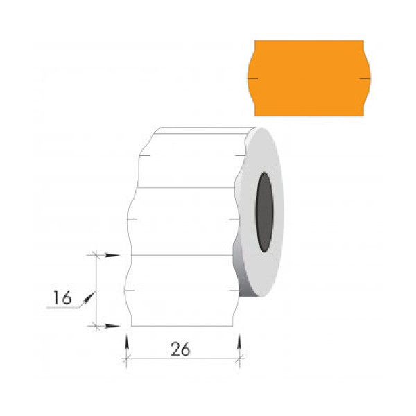 Preces attēls Marķēšanas uzlīmes 26*16mm, oranžas, 1000 uzlīmes