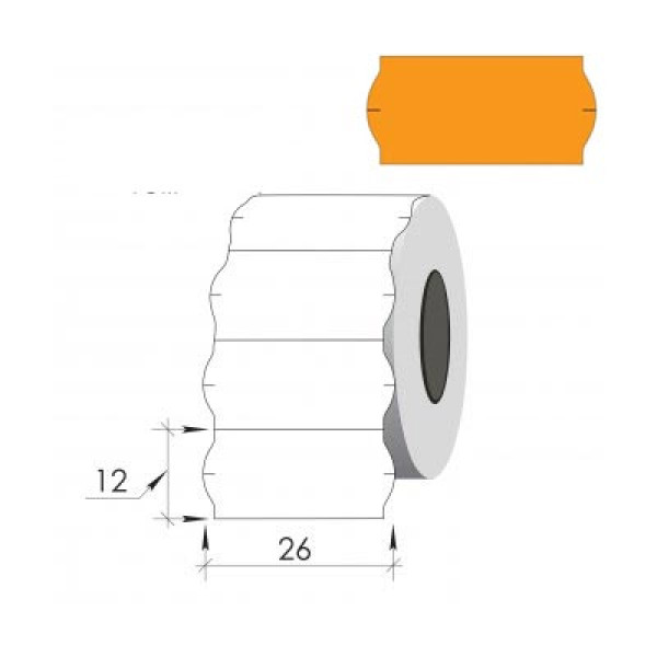 Preces attēls Marķēšanas uzlīmes 26*12mm, oranžas, 1000 uzlīmes
