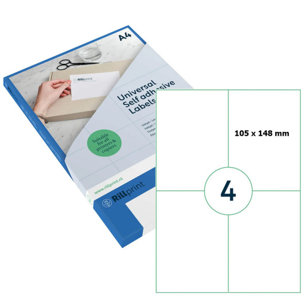 Preces attēls Uzlīmes RILLPRINT A4 105*148mm baltas 100lp 89122
