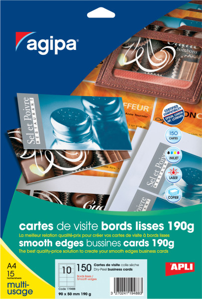 Preces attēls Papīrs vizitkartem AGIPA 180g/m2, 90*50mm, 15lp.