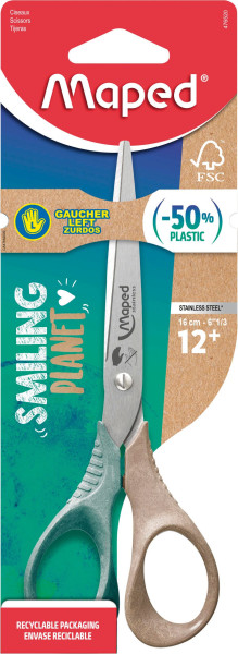 Preces attēls Šķēres MAPED Shape "Smiling Planet" 16cm kreiļu
